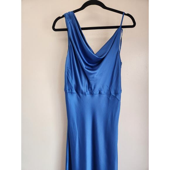 NWD Veronica Beard Sanderson Silk Satin Cowlneck Maxi Dress Gown Sz 8 Blue 2M455 - Picture 5 of 16